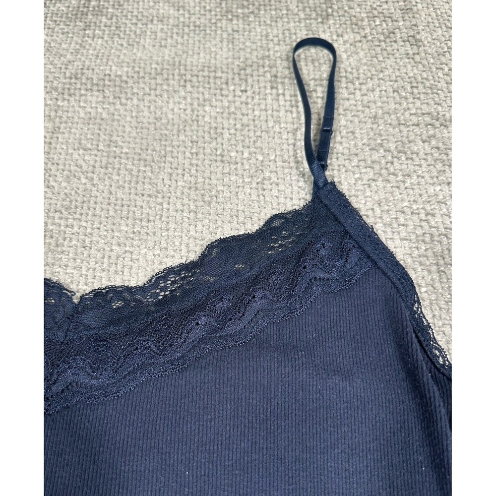Aeropostale Cami Womens XL Blue Ribbed Lace Trim Tank Top Festival Y2K Preppy - Picture 8 of 10